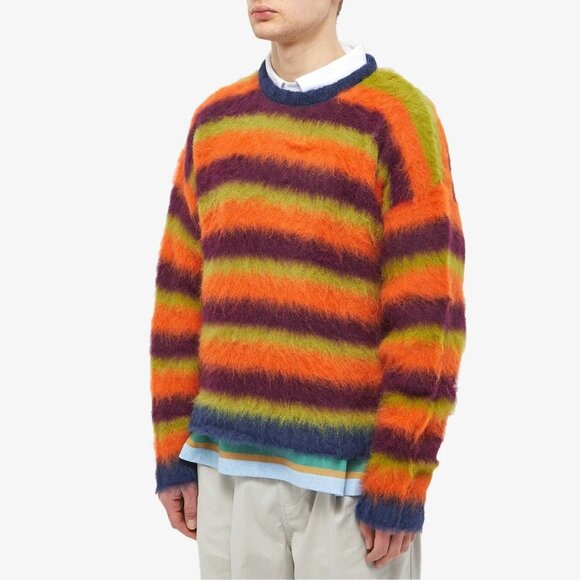 Brain Dead Blurry Lines Alpaca Crew Knit in Orange Multi - Picture 2 of 5